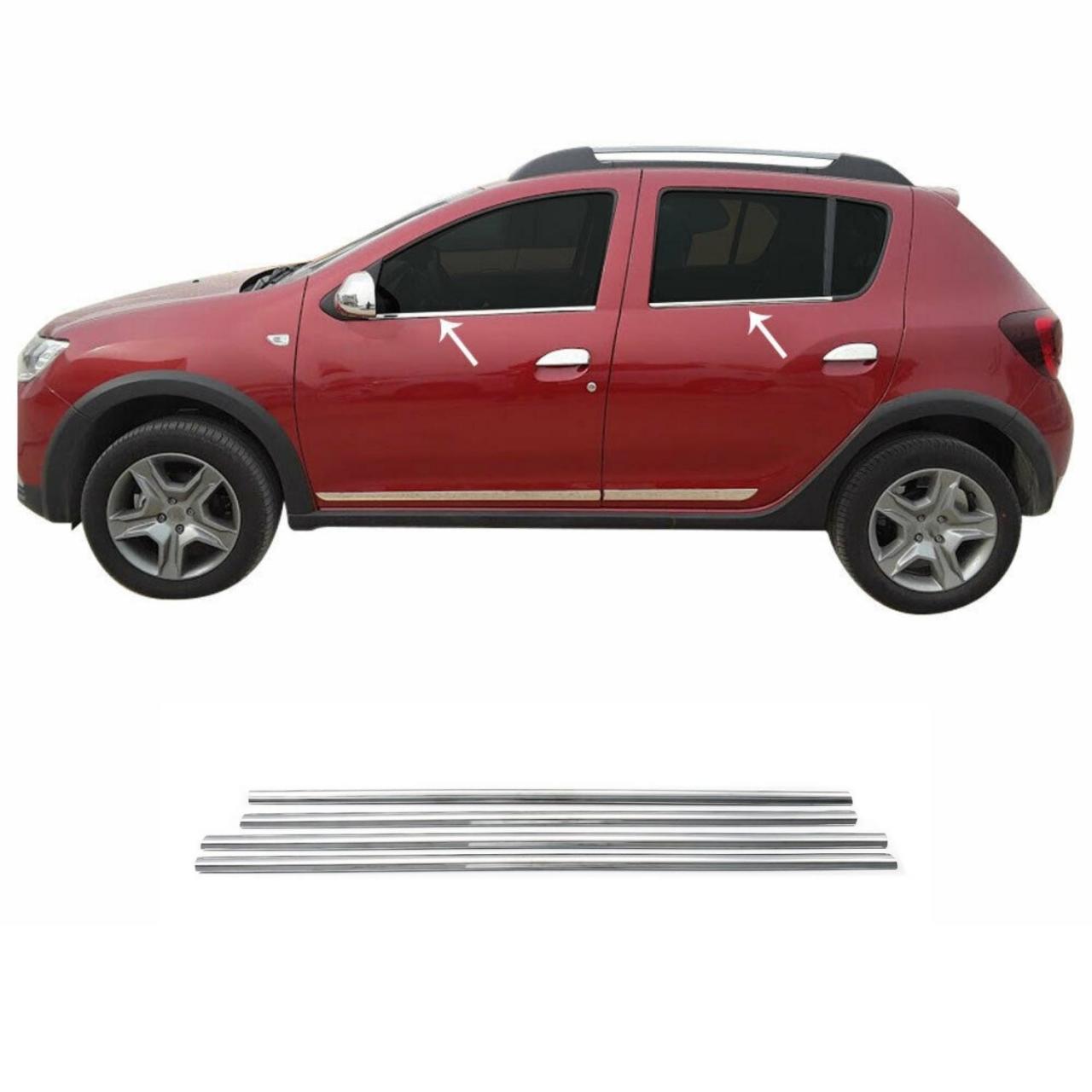 Dacia Sandero Krom Cam Çıtası 2013-2020 Arası 4Prç Paslanmaz Çelik