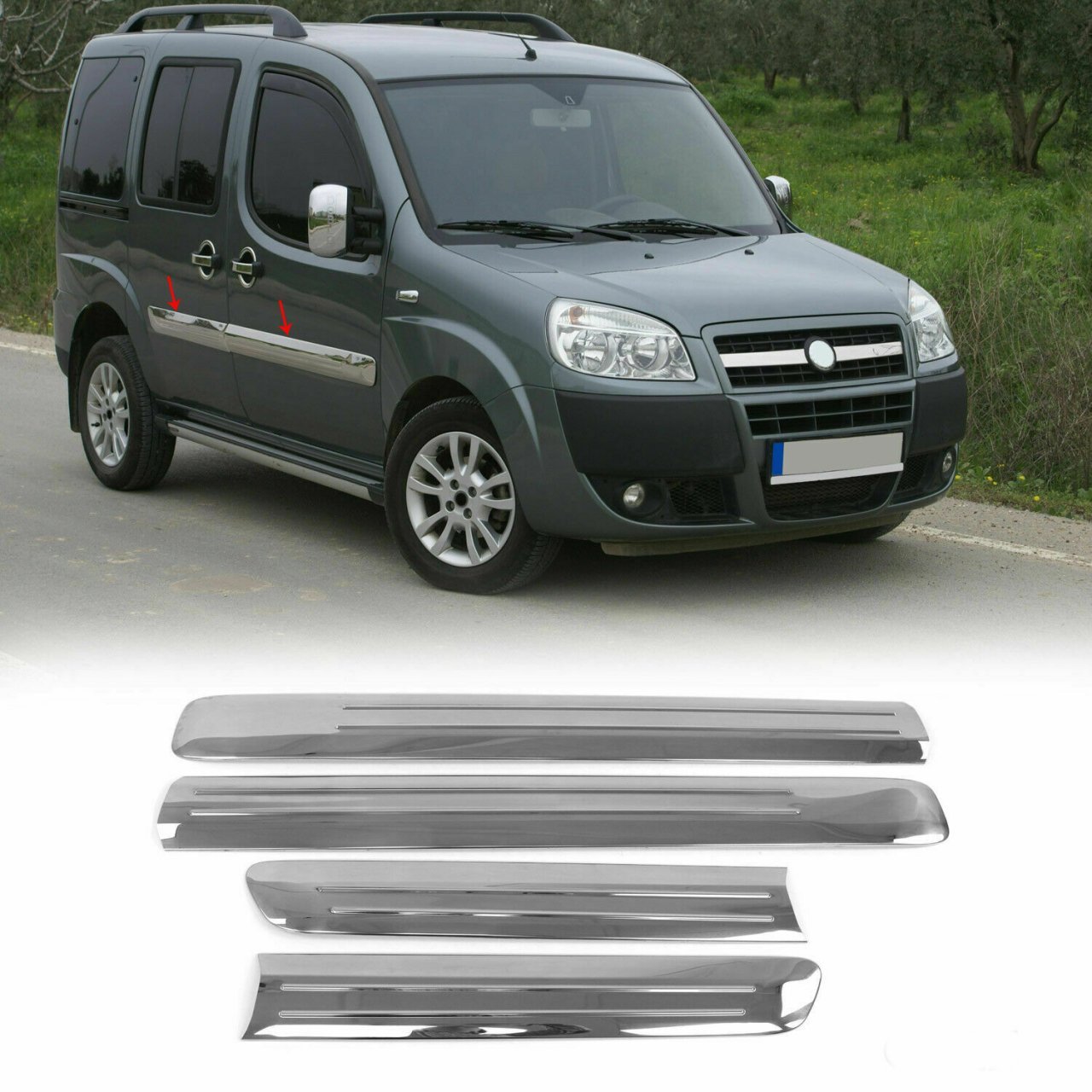 Fiat Doblo Krom Kapı Çıtası Tk 2006-2010 Arası P.Çelik