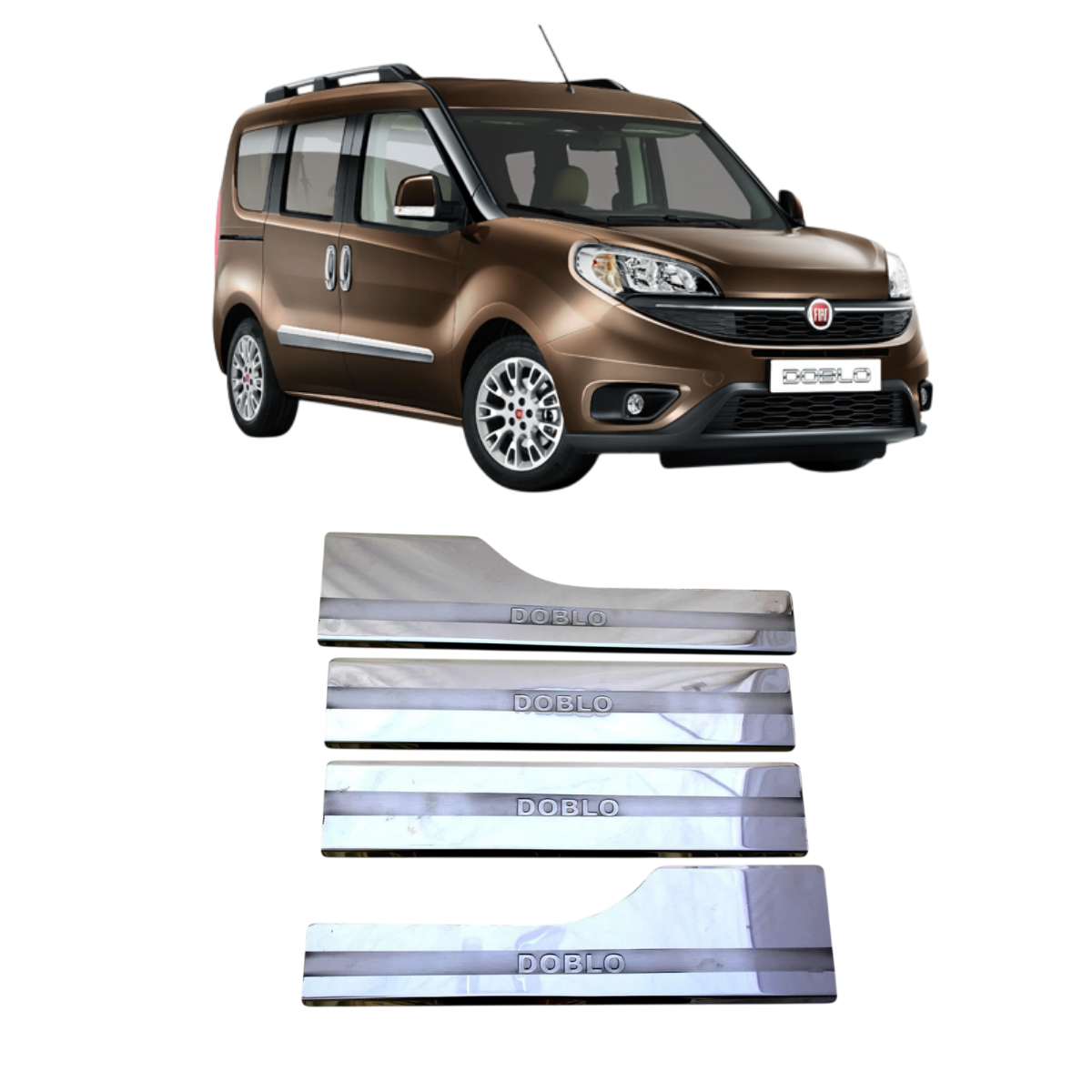 Fiat Doblo Krom İç Kapı Eşiği Takımı 2010-2022 Arası Paslanmaz Çelik