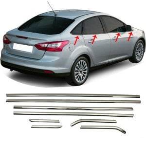 Ford Focus SEDAN Krom Cam Çıtası 2011-2017 Arası 8Prç Paslanmaz Çelik