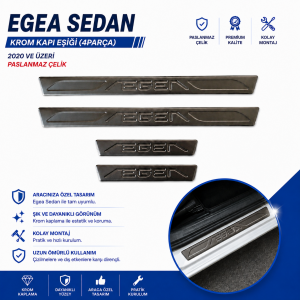 Egea Sedan Krom Kapı Eşiği (4Parça) 2020 Ve Üzeri Paslanmaz Çelik