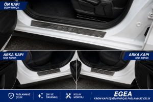 Egea Hatchback Krom Kapı Eşiği (4Parça) 2015-2020 Arası Paslanmaz Çelik