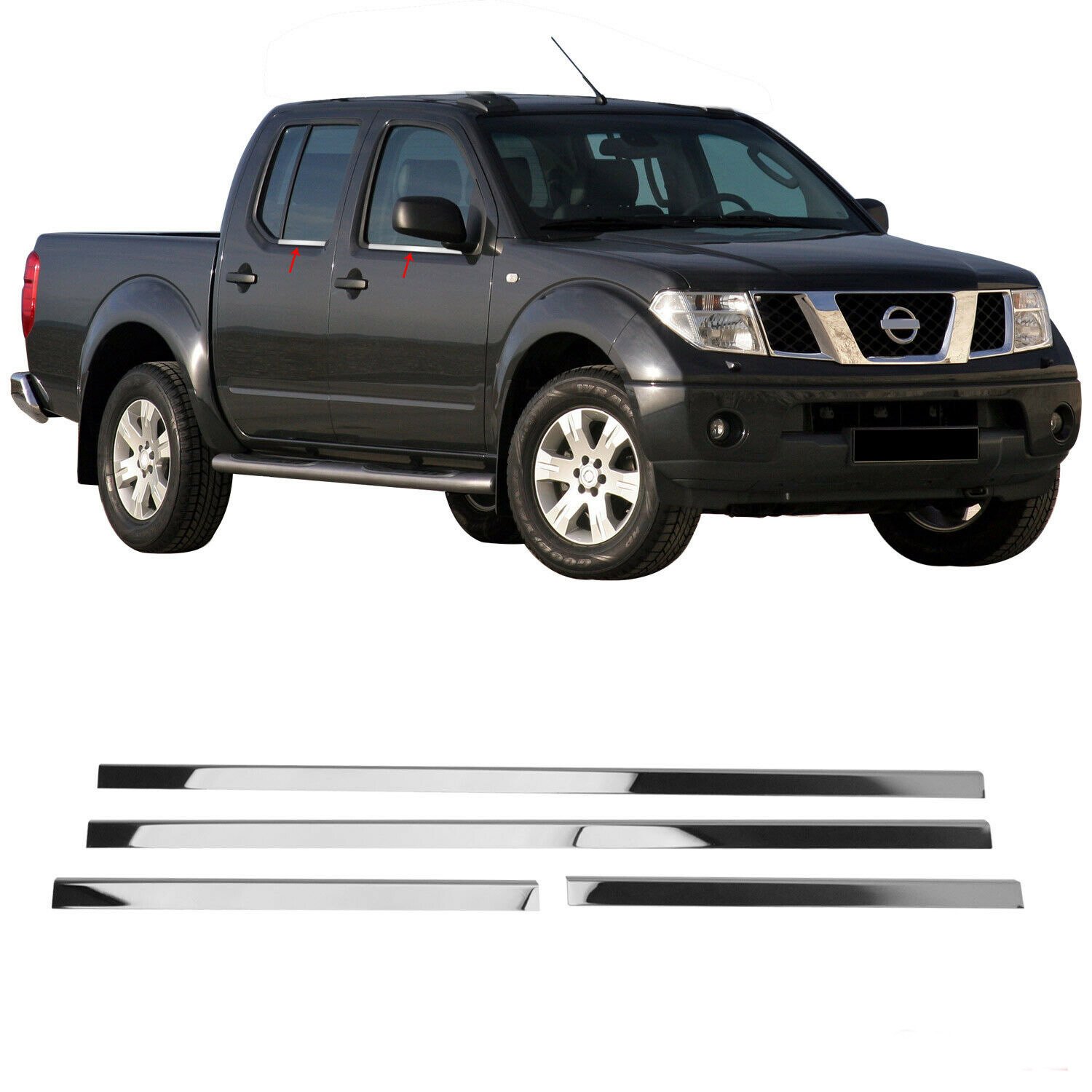 Nissan Navara Krom Cam Çıtası 2006-2015 Arası 4Prç Paslanmaz Çelik