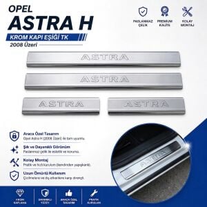 Opel Astra H Sedan Krom Kapı Eşiği Tk 2008 Üzeri Paslanmaz Çelik