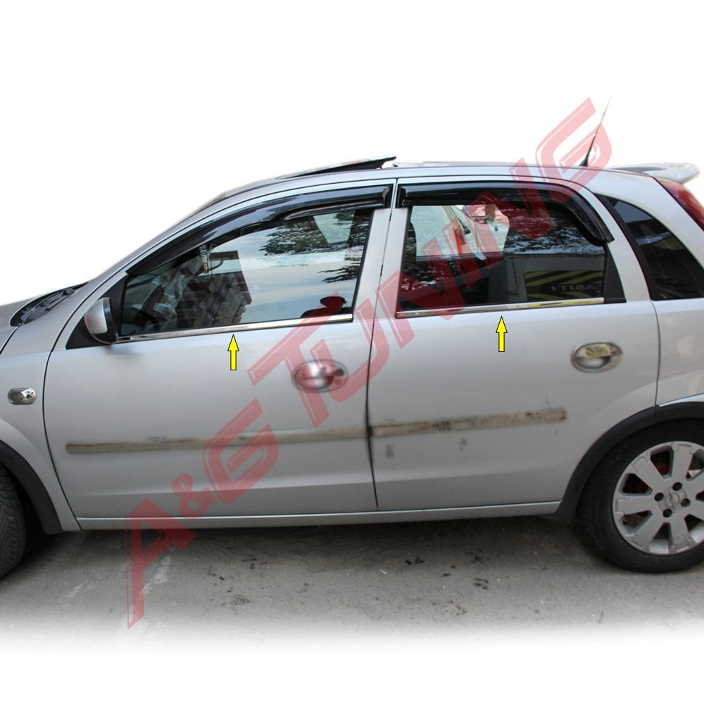 Opel Corsa C Krom Cam Çıtası Tk 2000-2006 4Prç Paslanmaz Çelik