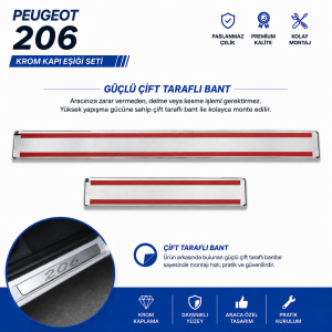 Peugeot 206 Krom Kapı Eşiği Tk 4 Kapı Paslanmaz Çelik