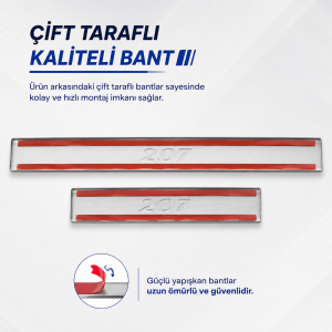 Peugeot 207 Krom Kapı Eşiği Takımı 2006-2012 Paslanmaz Çelik