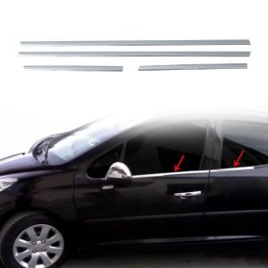 Peugeot 207 Krom Cam Çıtası Takımı 4Parça Paslanmaz Çelik
