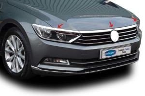 OMSA VW Passat B8.5 Krom Far Üstü Çıta 3 Parça 2019 ve Sonrası