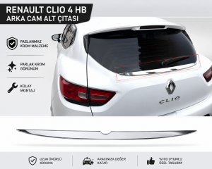 Renault Clio 4 HB Krom Arka Cam Alt Çıtası Paslanmaz Çelik