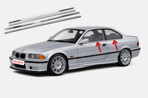 Bmw E36 Sedan Krom Cam Alt Çıtası 4 Parça 1991-1998 Paslanmaz Çelik