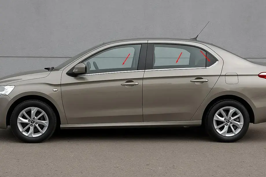 Citroen C-Elysee 2012 Üzeri Krom Cam Alt Çıtası 6 Parça Paslanmaz Çelik