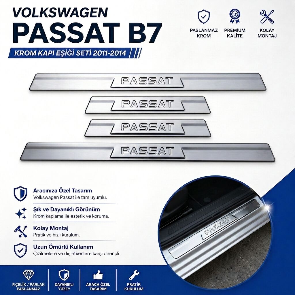 Volkswagen Passat B7 Krom Kapı Eşiği 2011-2014 Arası P.Çelik