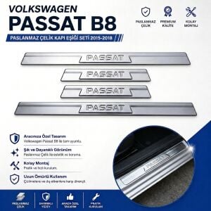 Volkswagen Passat B8 Krom Kapı Eşiği 2015-2018 Arası P.Çelik