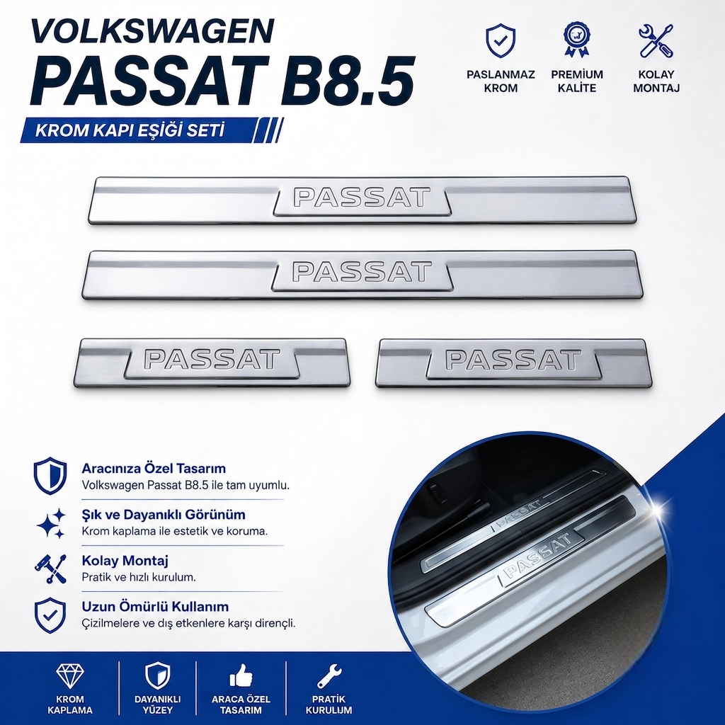 Volkswagen Passat B8.5 Krom Kapı Eşiği 2018 ve Üzeri P.Çelik