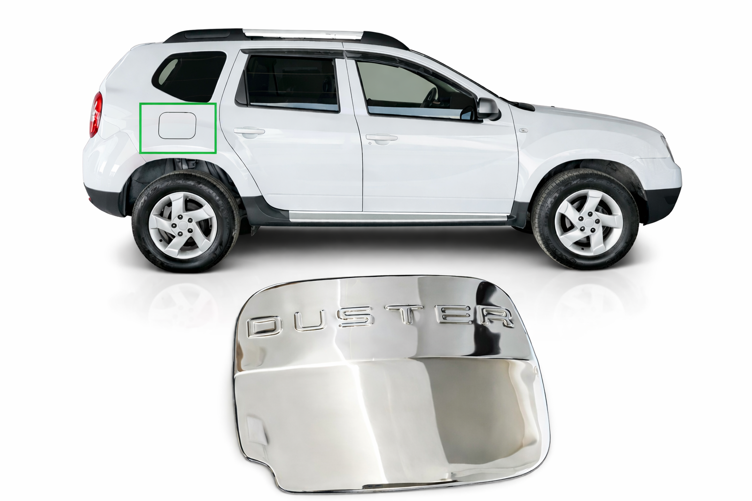 Dacia Duster 2010-2018 Arası Krom Depo Kapağı Paslanmaz Çelik