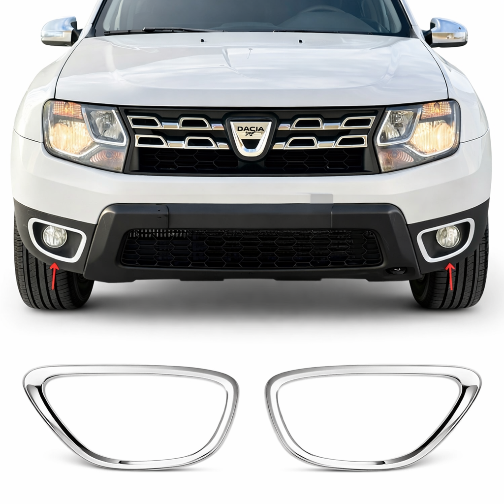 Dacia Duster 2010-2018 Arası Krom Sis Farı Çerçevesi 2 Parça