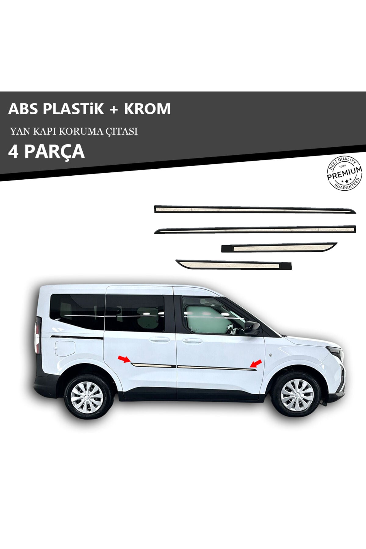FORD TOURNEO COURIER YAN KAPI KORUMA ÇITASI PLASTİK + KROM