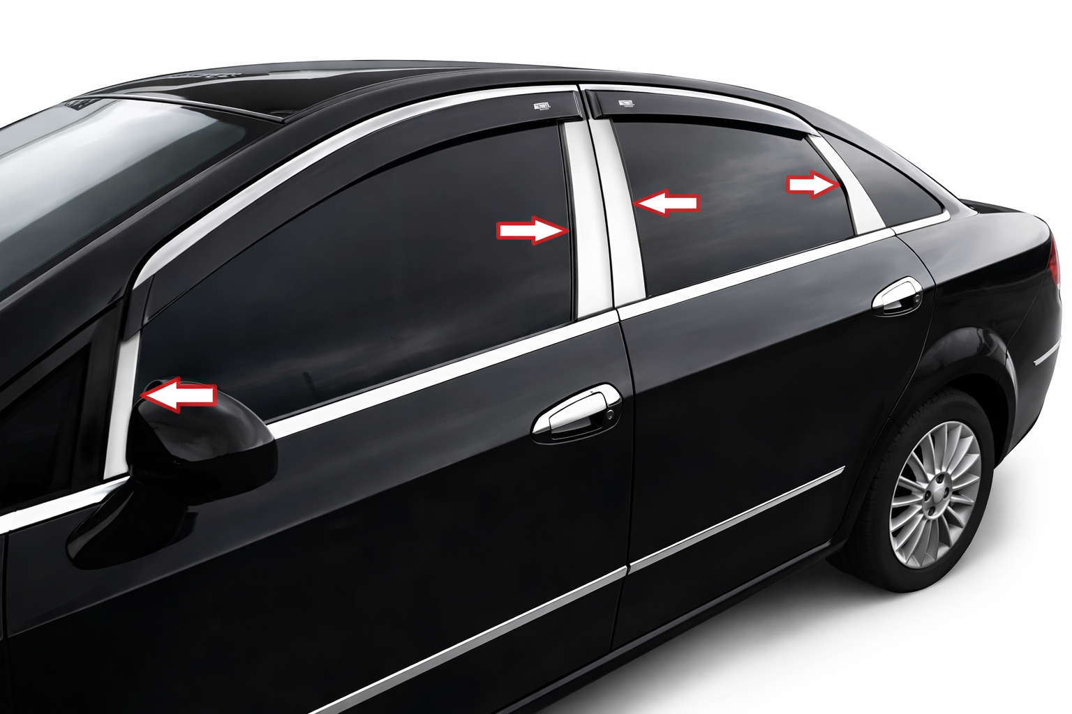 Fiat Linea 2007-2018 Arası Krom Direk Nikelajı 8 Parça Paslanmaz Çelik