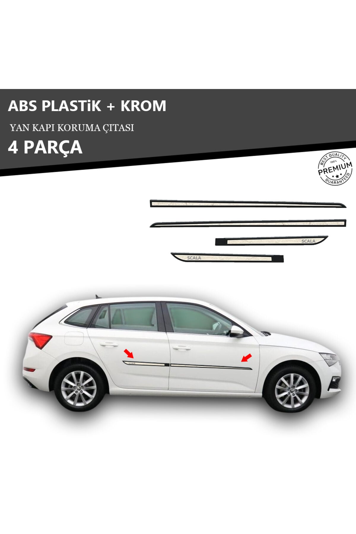 SKODA SCALA YAN KAPI KORUMA ÇITASI PLASTİK + KROM