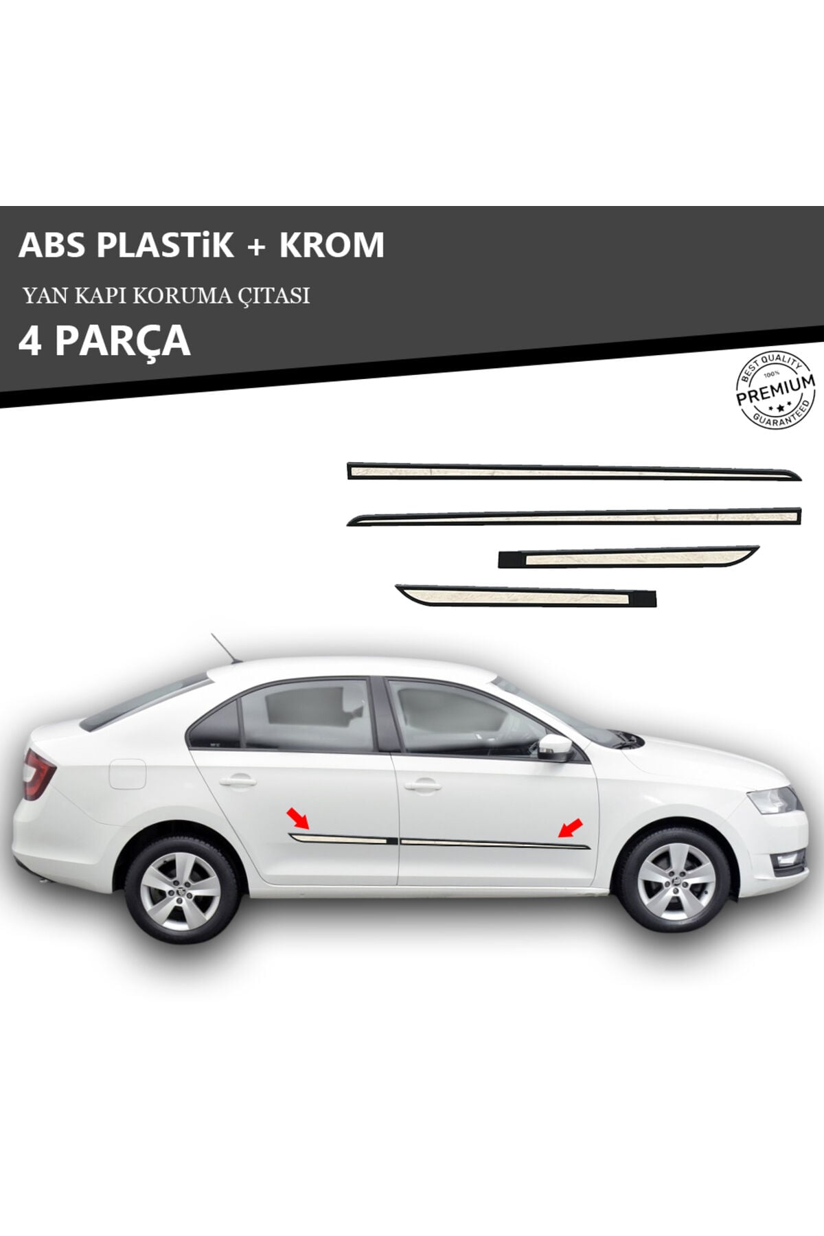 SKODA RAPİD YAN KAPI KORUMA ÇITASI PLASTİK + KROM