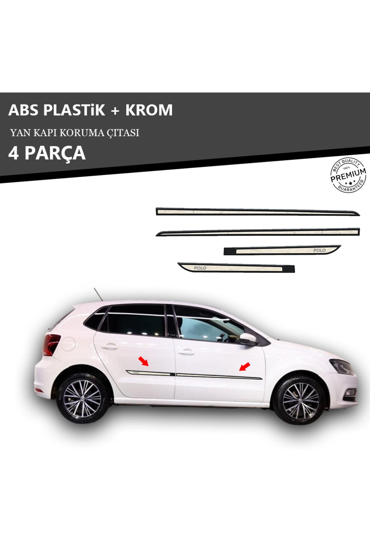 VOLKWAGEN POLO 2009- ÜZERİ YAN KAPI KORUMA ÇITASI PLASTİK + KROM