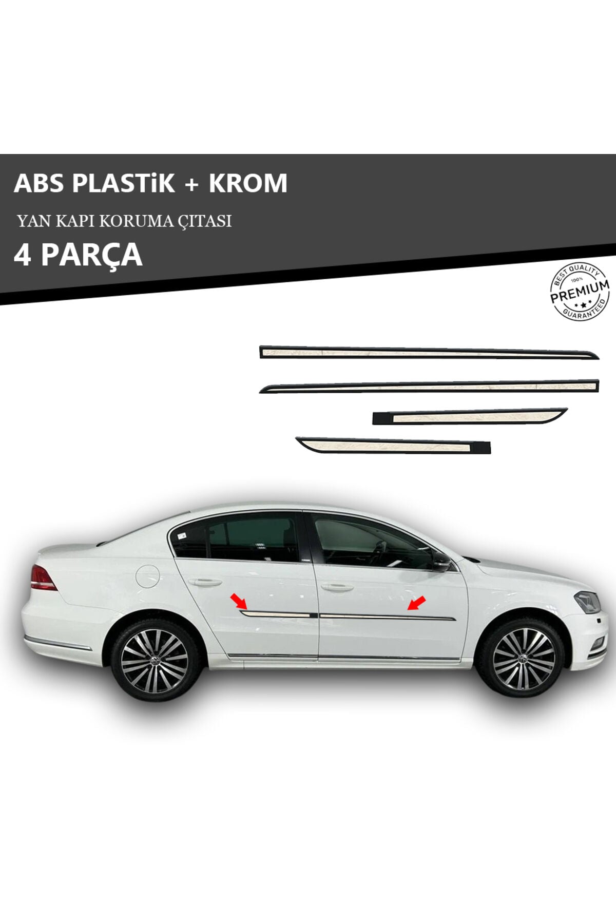 VOLKWAGEN PASSAT B7 2010-2014 ARASI YAN KAPI KORUMA ÇITASI PLASTİK + KROM