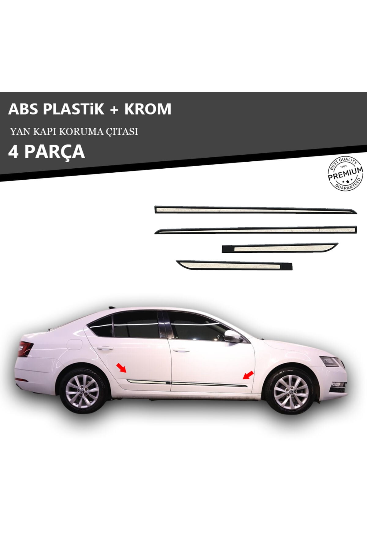 SKODA OCTAVİA 2013 ÜZERİ YAN KAPI KORUMA ÇITASI PLASTİK + KROM