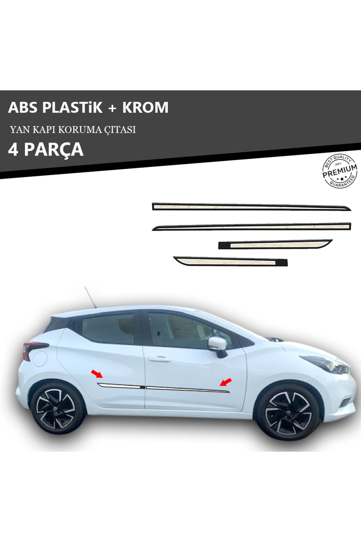 NİSSAN MİCRA 2013- ÜZERİ YAN KAPI KORUMA ÇITASI PLASTİK + KROM