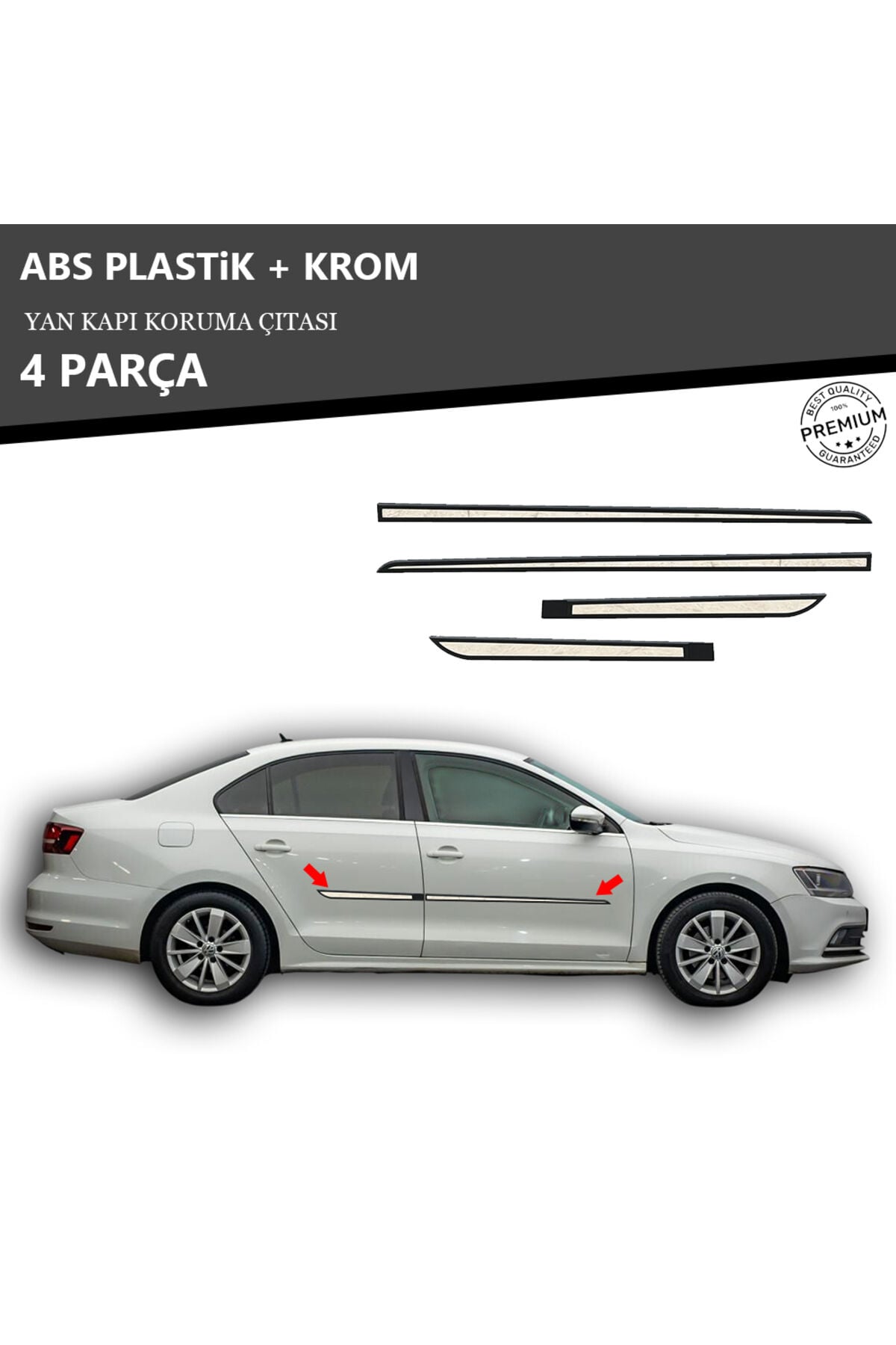 VOLKWAGEN JETTA 2011 ÜZERİ YAN KAPI KORUMA ÇITASI PLASTİK + KROM