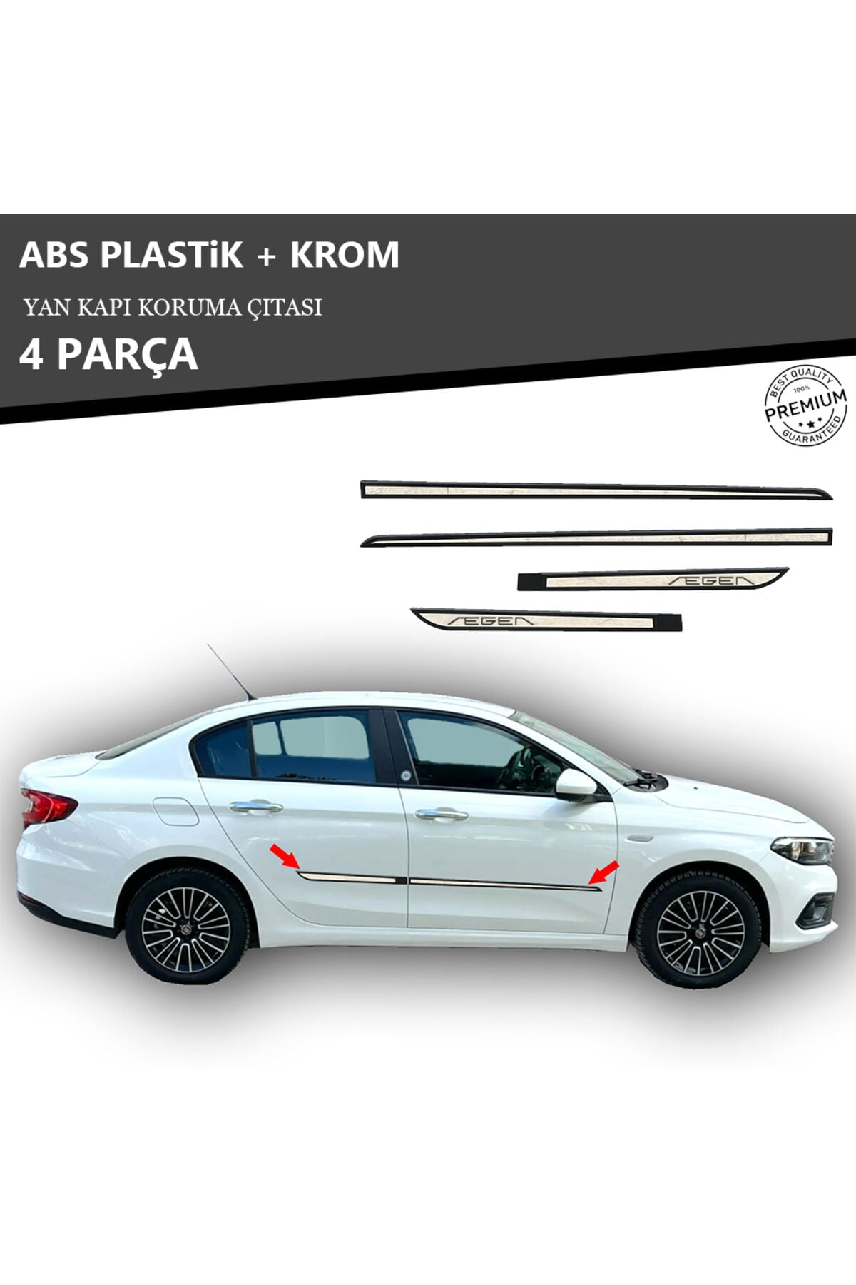 FIAT EGEA SEDAN - HB - SW YAN KAPI KORUMA ÇITASI PLASTİK + KROM