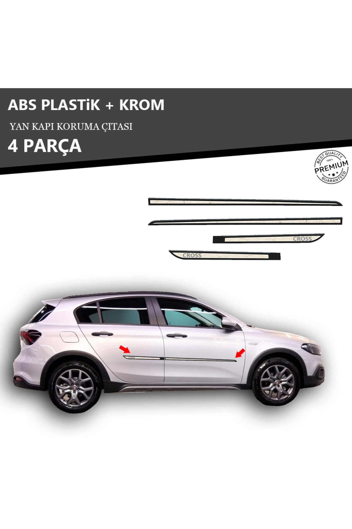 FIAT EGEA CROSS HB - SW YAN KAPI KORUMA ÇITASI PLASTİK + KROM