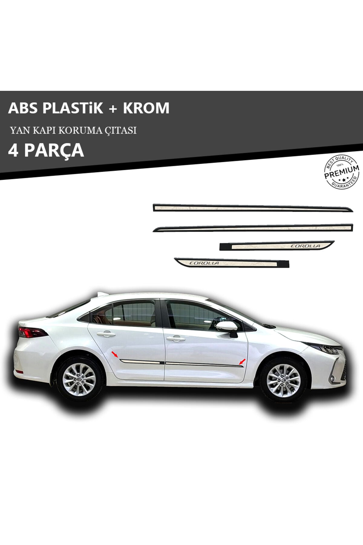 TOYOTA COROLLA 2013 ÜZERİ YAN KAPI KORUMA ÇITASI PLASTİK + KROM