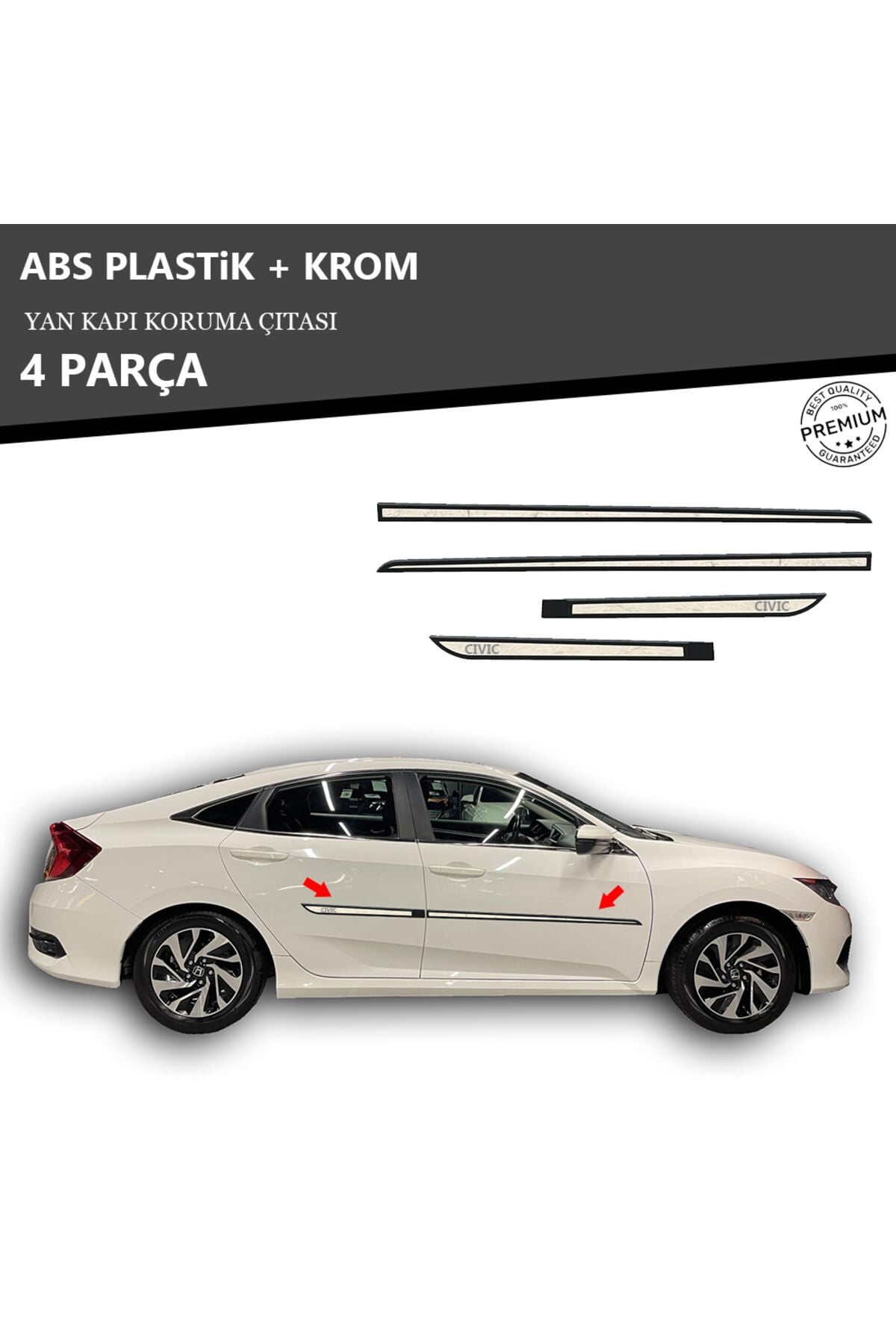 HONDA CİVİC FC5 2016 ÜZERİ YAN KAPI KORUMA ÇITASI PLASTİK + KROM