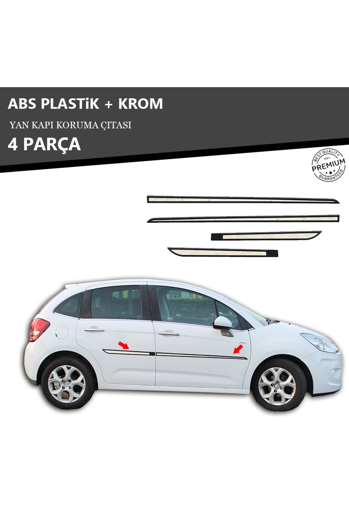 CITROEN C3 2010-15 YAN KAPI KORUMA ÇITASI PLASTİK + KROM