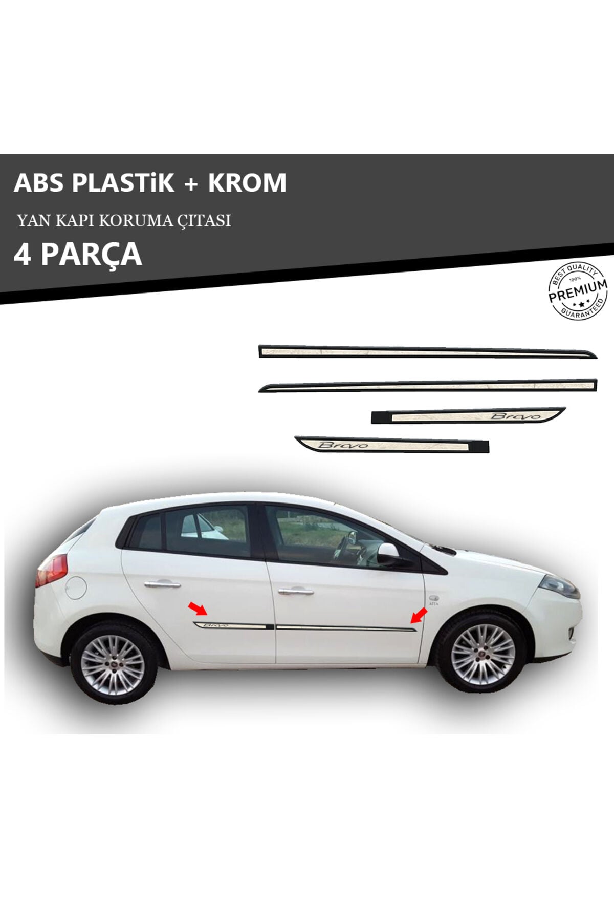FIAT BRAVO YAN KAPI KORUMA ÇITASI PLASTİK + KROM