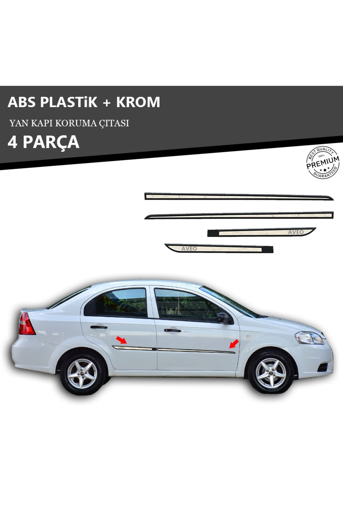 CHEVROLET AVEO SD - HB YAN KAPI KORUMA ÇITASI PLASTİK + KROM
