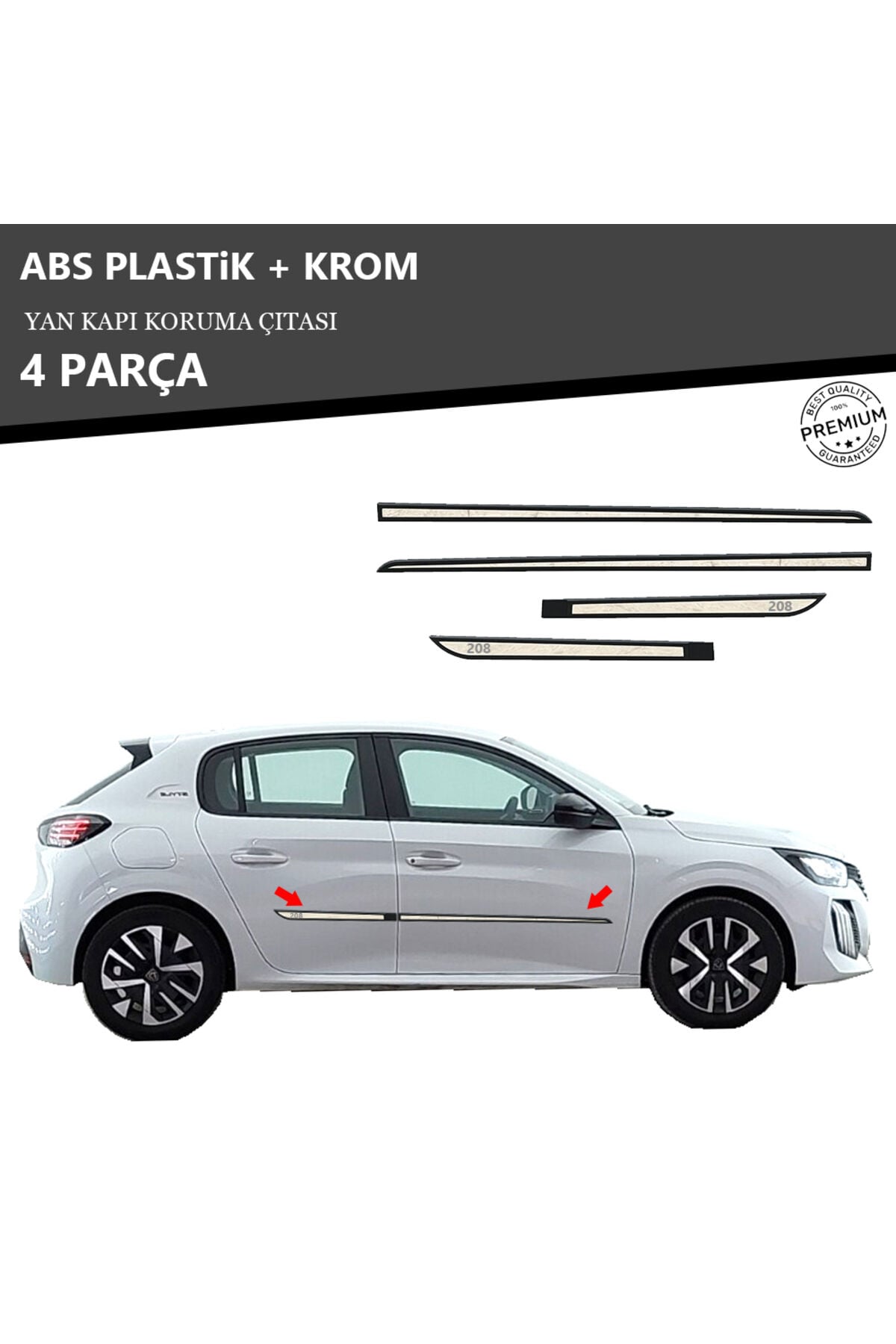 PEUGEOT 208 YAN KAPI KORUMA ÇITASI PLASTİK + KROM