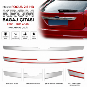 Ford Focus 2.5 HB Krom Bagaj Çıtası 2008 - 2011 Arası Paslanmaz Çelik