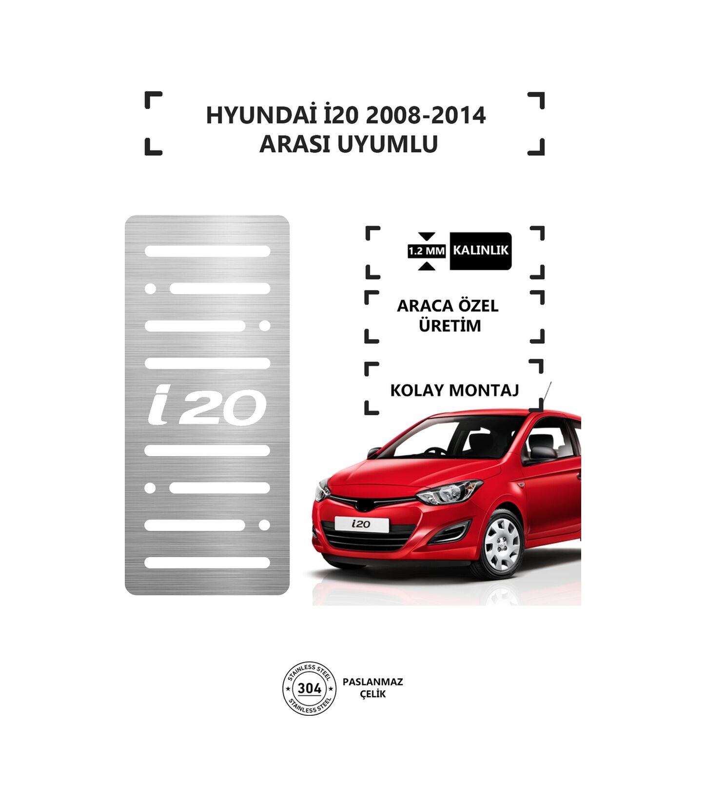 Hyundai İ20 2008-14 Ayak Dinlendirme Pedalı Krom Ayak Dayama Pedalı