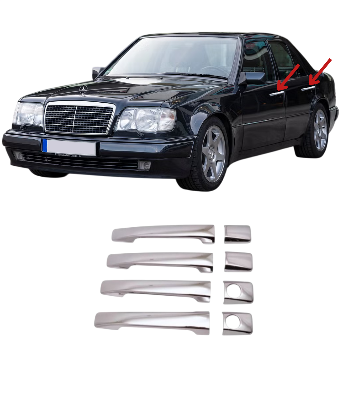 Mercedes E Klasse W124 Krom Kapı Kolu 4 Kapı 1984-1995 Paslanmaz Çelik