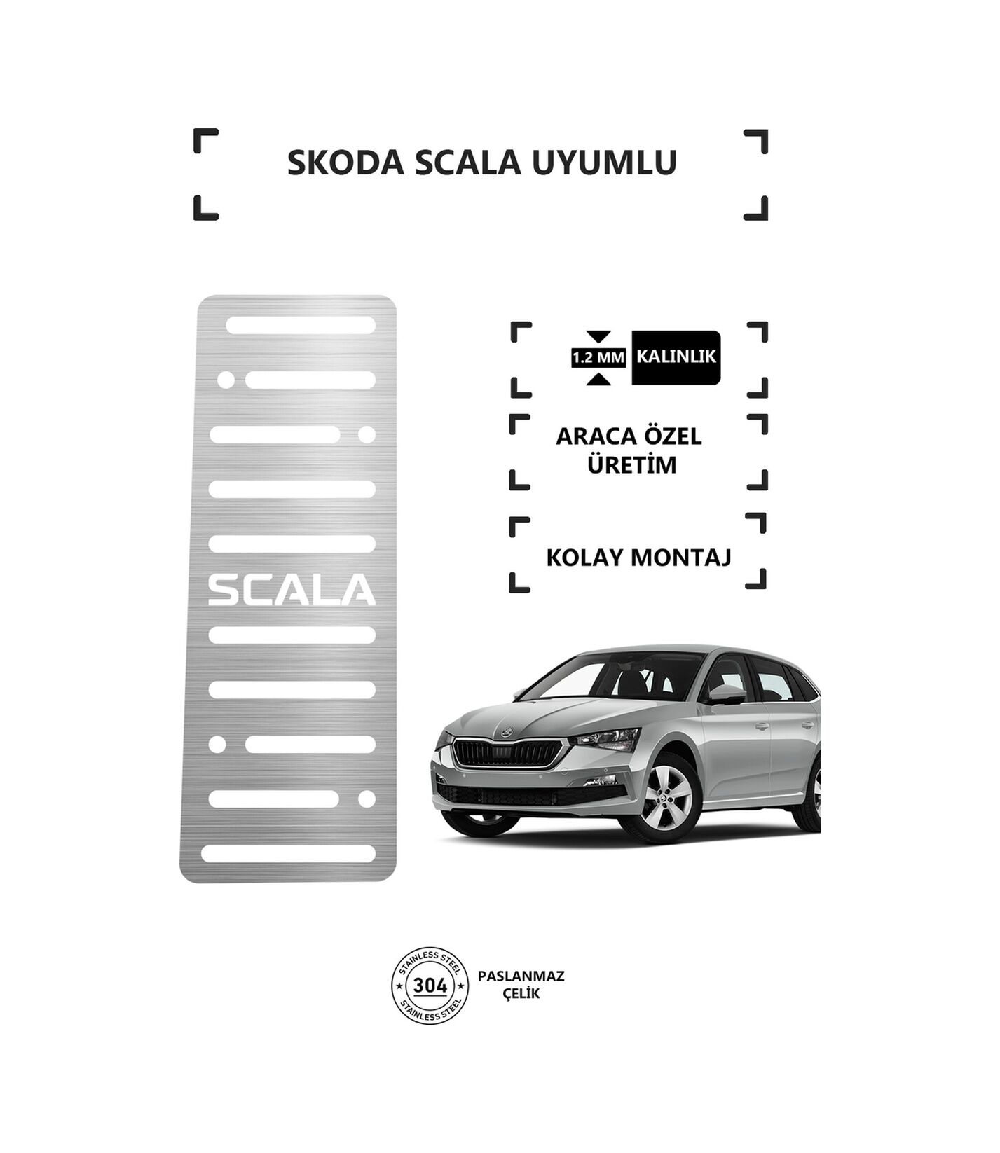 Skoda Scala Ayak Dinlendirme Pedalı Krom Ayak Dayama Pedalı
