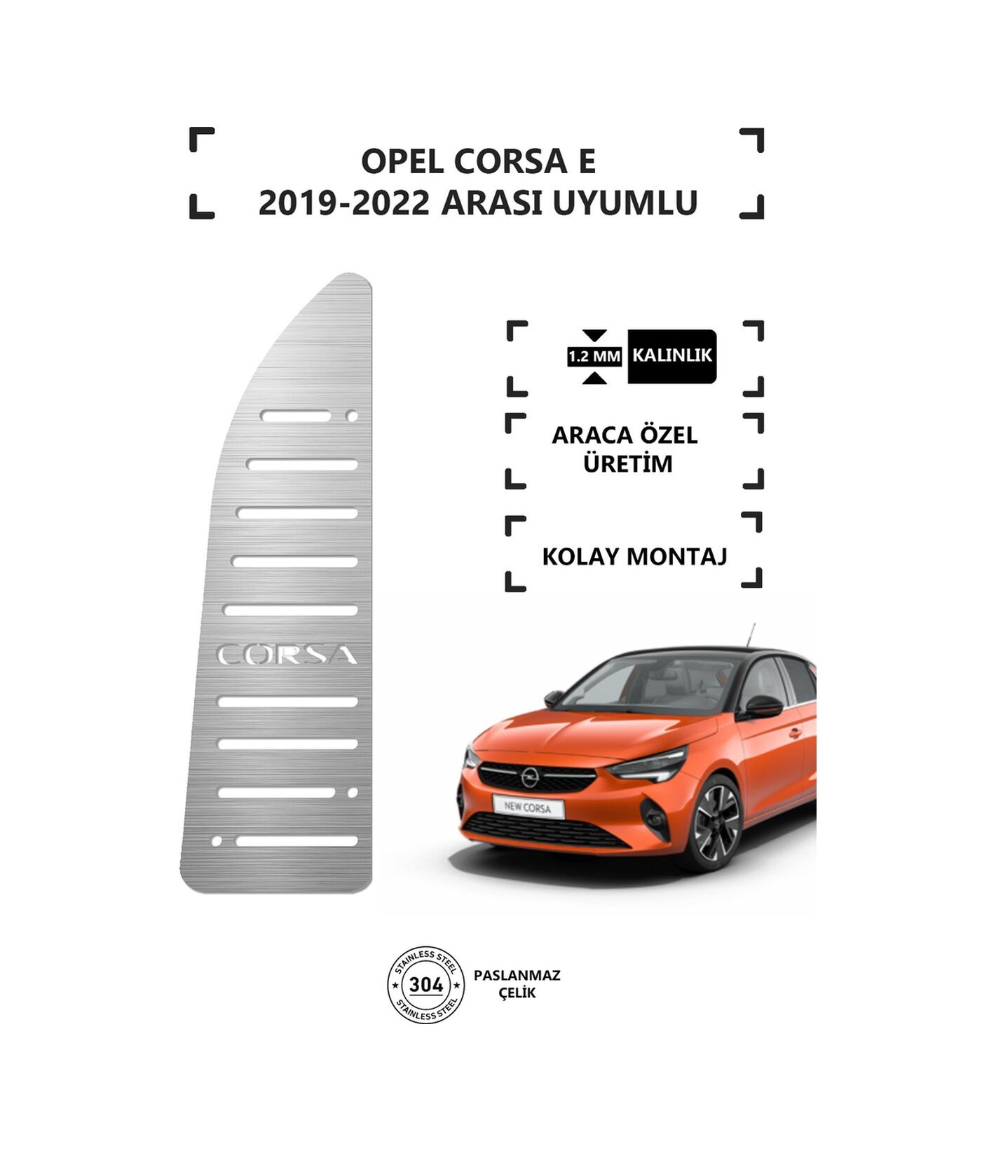 Opel Corsa E 2019-2022 Arası Ayak Dinlendirme Pedalı Krom Ayak Dayama Pedalı
