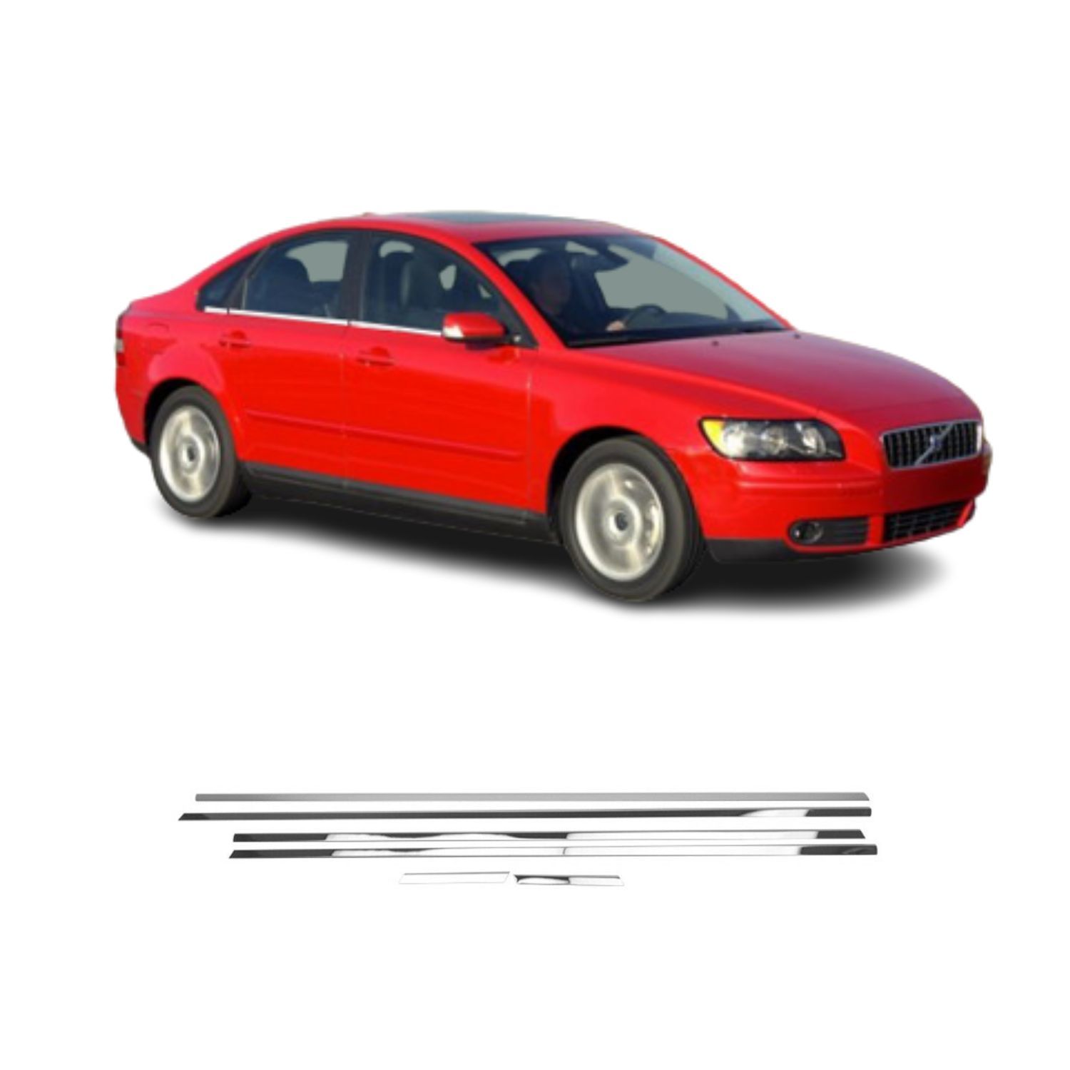 Volvo S40 Krom Cam Çıtası Takımı 2005-2012 6Prç Paslanmaz Çelik
