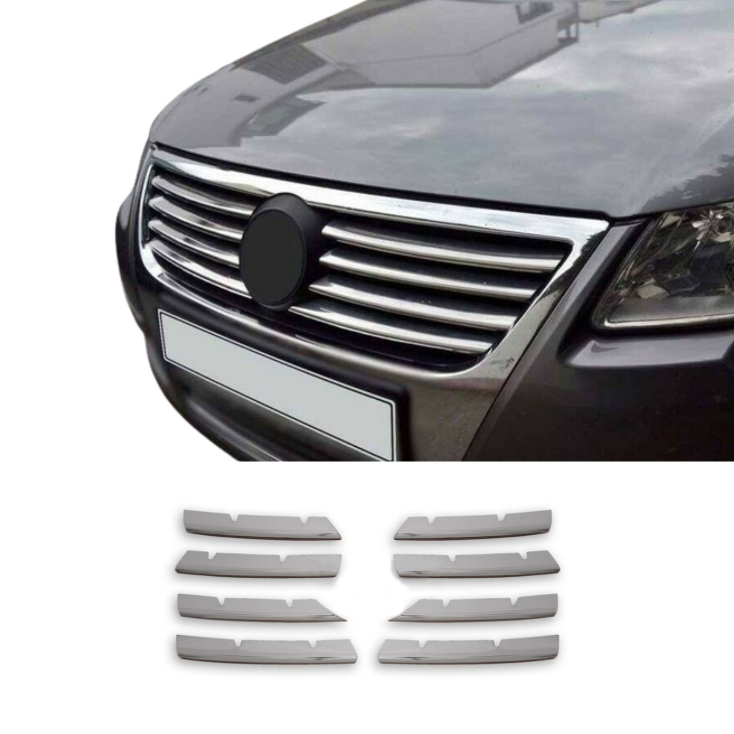 VW Passat 3C Krom Ön Panjur 2005-2010 8 Parça Paslanmaz Çelik