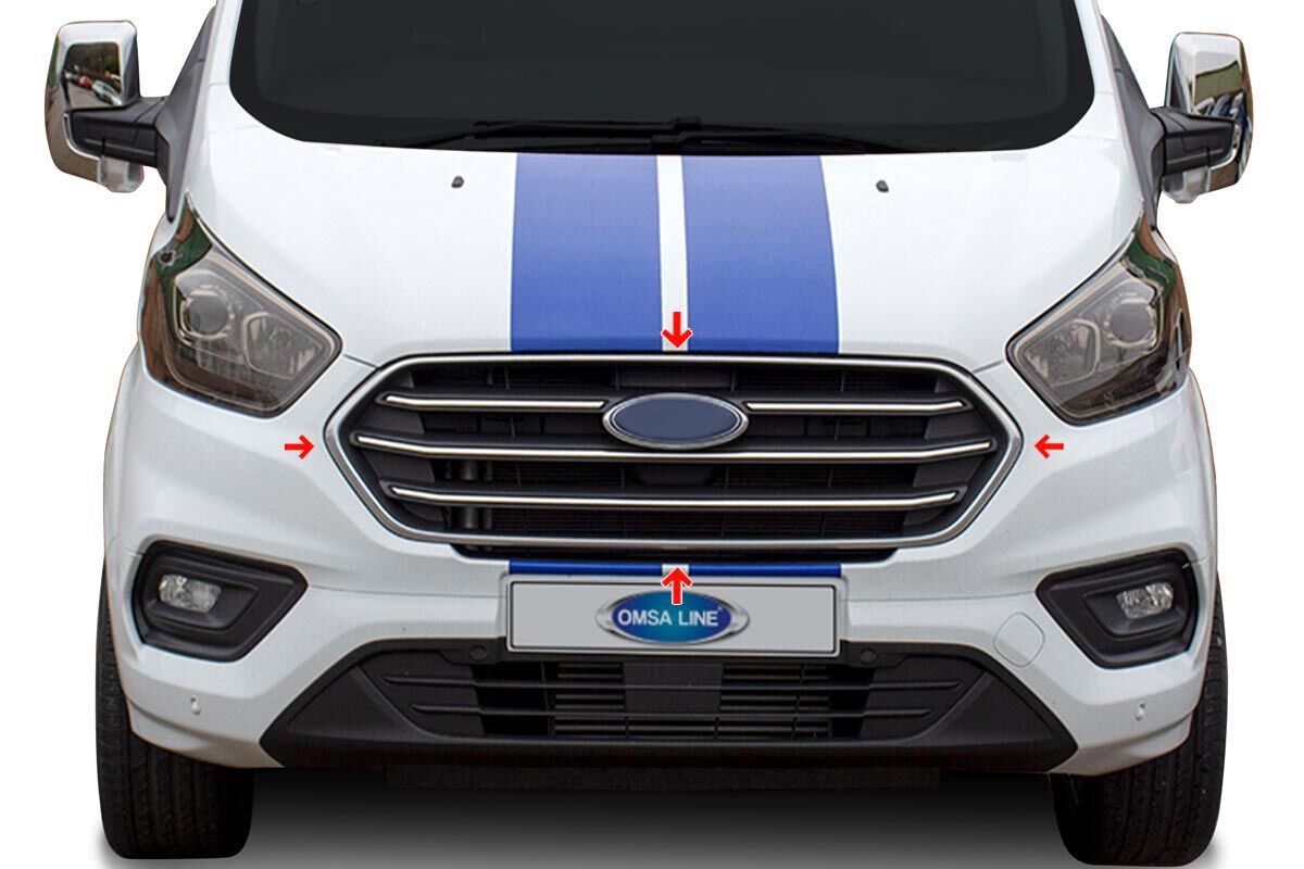OMSA Ford Transit Tourneo Custom Krom Ön Panjur Çerçevesi 4 Parça 2018-2023 Arası