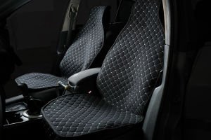 Universal Kapitone Oto Koltuk Minderi Cepli 2 Parça Siyah-Gri