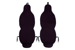 Universal Kapitone Oto Koltuk Minderi Cepli 2 Parça Siyah-Kırmızı