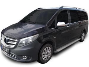 OMSA Mercedes Vito W447 Krom Cam Alt Çıtaları 8 Parça Tek Sürgülü Orta Şase 2014 ve Sonrası