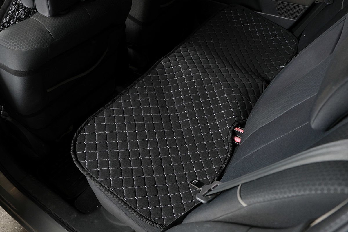 Universal Kapitone Oto Koltuk Minderi Cepli 3 Parça Oturak Siyah-Gri